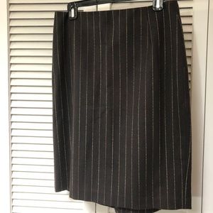 Garfield & Marks Fishtail Hem Brown Pinstripe Wool Blend Pencil Skirt 8